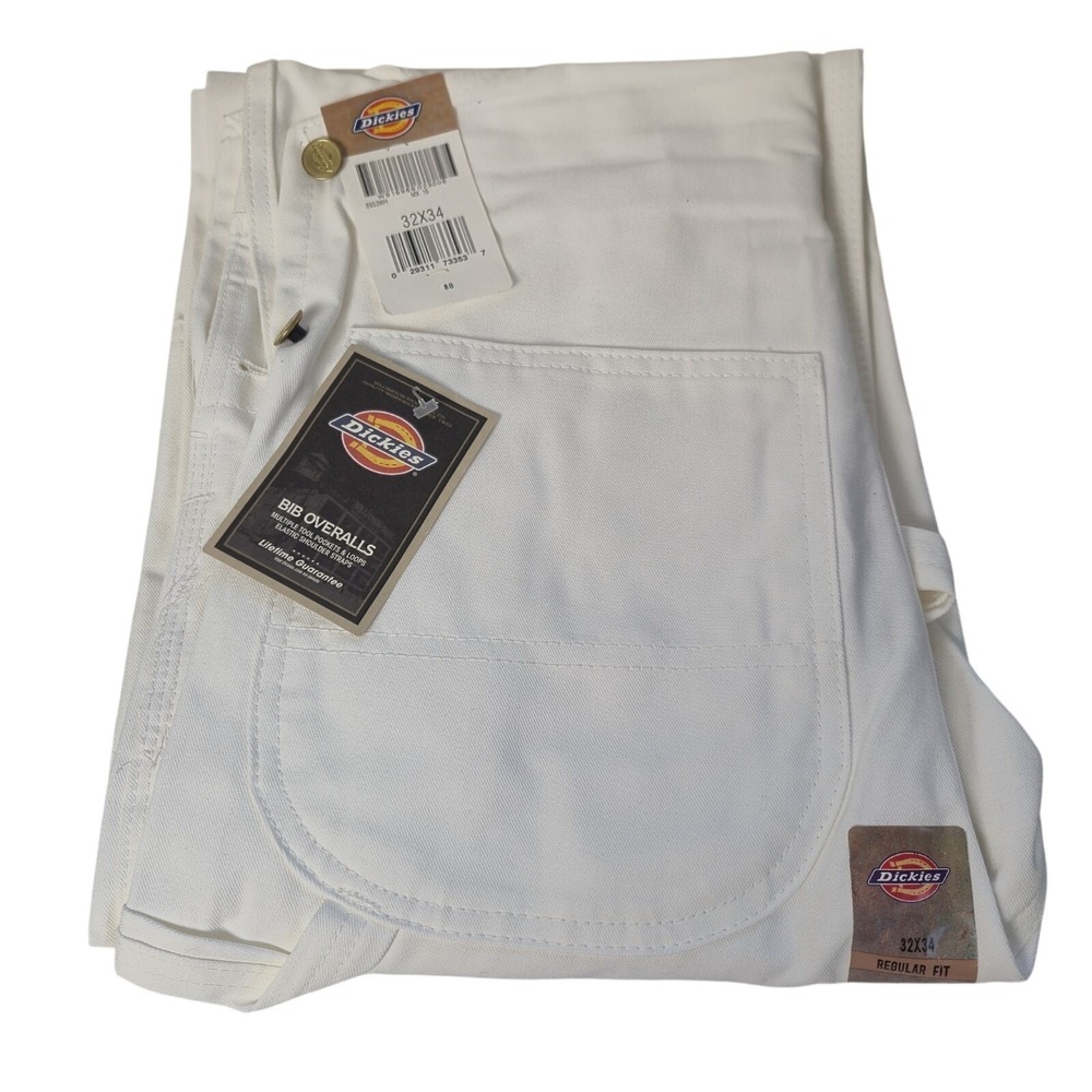 Dickies‎ Dungarees Painters Bib Overalls 8953 32x34 White Canvas NEW w/Tags 2009
